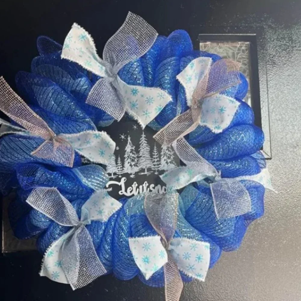 Handmade Holiday or Christmas Themed Wreath! Let it snow!